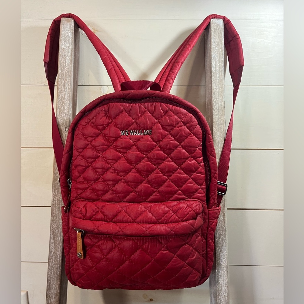MZ Wallace Red Quilted Backpack